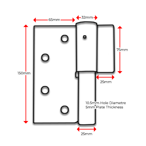 Heavy Duty Swing Gate WeldtoScrew Hinge 25mm Lockable LH